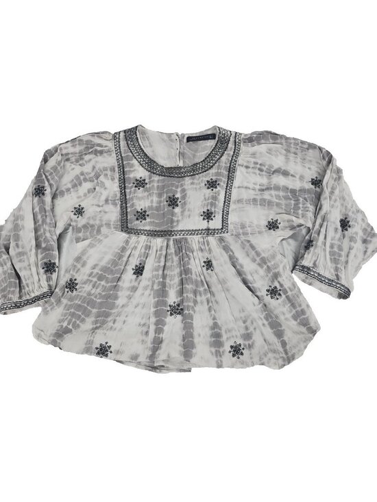 Zara Tops - Zara Woman S Embroidered Boho Peasant Tunic Gray Tie Dye Cottagecore Festival
